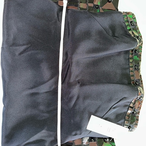 Authentic BADGLEY MISCHKA NWT BLACK LEATHER TRIM COCKTAIL SHEATH DRESS SIZE 0 - Picture 8 of 11